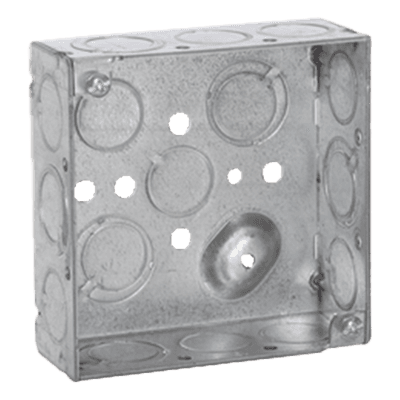 Caja Cuadrada Eléctrica / Acero Galvanizado / 21 in³ / 10 Entradas 1/2" y 6 TKO 1/2"-3/4" / Montaje Muro Resistente al Fuego 2 Horas HUB189 RACO