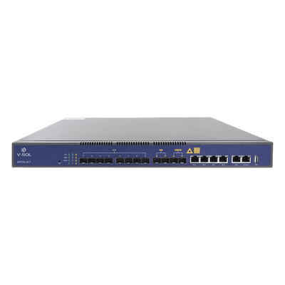 OLT GPON / 8 Puertos PON / 4 GE + 2 SFP + 2 SFP+ Uplink / 1,024 ONUs / 20 km / 1.45 ft Rack