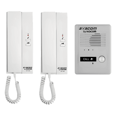 Kit de Audio Portero / 2 Auriculares / Frente de Calle Metálico / Montaje Pared o Escritorio / 0.5W-3.3W