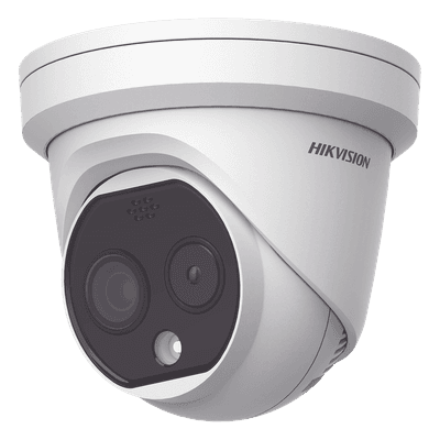 Turret IP Dual / Térmica 1.8 mm (160 x 120) / Óptico 2 mm (4 Megapixel) / Detección de Personas 53 mts / 15 mts IR / Exterior IP67 / PoE / Termométrica / Detección de Temperatura / Sirena y Luz / Micro SD 32 GB Incluida DS-2TD1217-2/QA HIKVISION