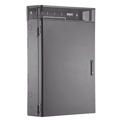 Gabinete de Montaje en Pared / 6 UR / 3 UR Activo + 3 UR Pasivo / Carga 90.72 kg (200 lbs) / Profundidad 9.5" (241.3 mm) / Acero 16 Gauge / UL 2416 WME3BL PANDUIT
