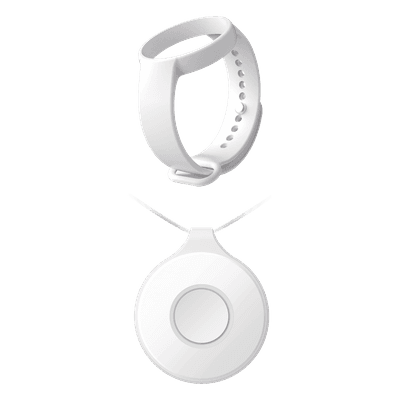 Botón de Pánico Inalámbrico Portátil / IP54 / Comunicación Bidireccional 433 MHz / Batería 35 h / 15 g / Pulsera Integrada DS-PDEBP1-EG2-WB/BAND HIKVISION