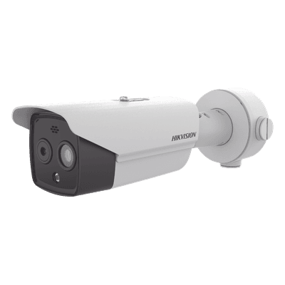 Cámara Bala IP Térmica y Óptica Biespectral / 256 x 192 Térmica / 1/2.7" Óptica / Teleobjetivo Térmico 9.7 mm / Medición de Temperatura -20°C a +150°C / Análisis de Video VCA / IP66