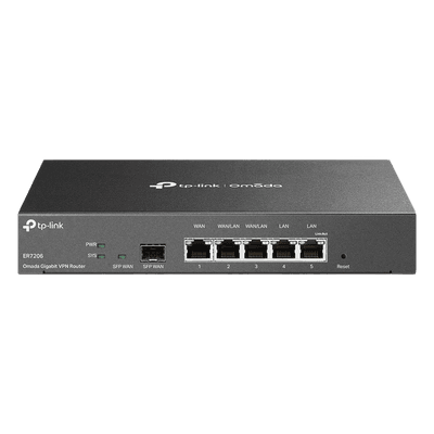 Router Empresarial Multi-WAN / 5 Puertos Gigabit / 1 Puerto SFP / 150,000 Sesiones Concurrentes / 55 Túneles OpenVPN / 100 Túneles IPsec / Gestión Cloud Omada ER7206 TP-LINK