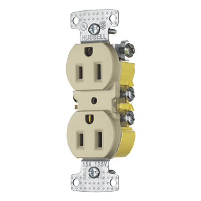 Receptáculo Dúplex Residencial / 15A / 125V / 2 Polos 3 Hilos / NEMA 5-15R / 0.93' Profundidad / 4.19' Alto / 1.52' Ancho HUB-RR15I HUBBELL