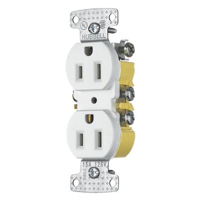 Contacto Dúplex Residencial / 15A / 125V / 2P 3H / NEMA 5-15R / 0.93' x 4.19' x 1.52' / Blanco HUB-RR15W HUBBELL