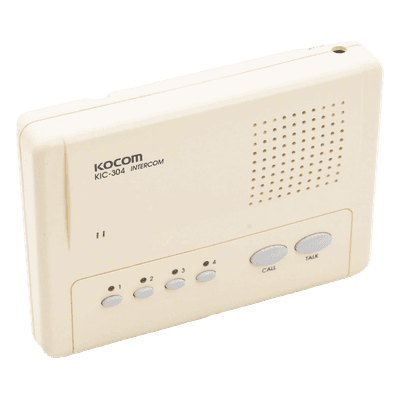 Sistema de Intercomunicador Manos Libres / 4 Extensiones / Alcance 200 m (656.2 ft) / Cable 2 Hilos Calibre 18 / Montaje en Pared KIC-304 SYSCOM