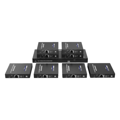 Kit Divisor y Extensor HDMI / Divide 1 Fuente HDMI a 8 Pantallas / Extiende la señal HDMI hasta 70 m / Resolución 4K @ 60 Hz/ Cat 6/6a/7 / IPCOLOR / CERO LATENCIA / Uso 24/7 / Puerto S/PDIF / EDID / RS232 / Salida Loop / Alimente solo el Tx TT828 EPCOM TITANIUM
