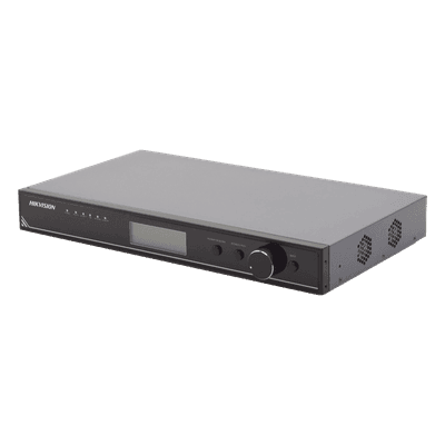 Controlador para Videowall / 4K (3840 x 1080 / 12,598 x 3,543 pies) / 8 Salidas Ethernet / Cascada hasta 12 Pantallas / Rack 1U / -10°C a 45°C DS-D42C08-H HIKVISION