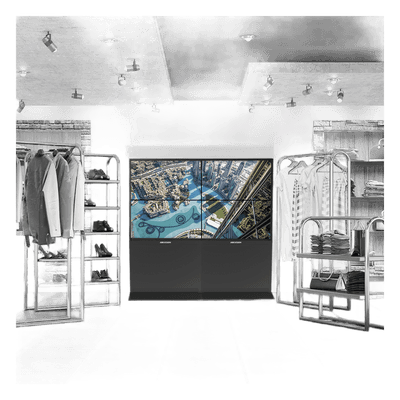 Kit Videowall / 2x2 / 55 Pulgadas / Full HD 1920x1080 / Controlador 2 HDMI In / 4 HDMI Out / Base de Piso 80 cm / 2.78 x 2.24 pies DS-CW2X2LUY-55 HIKVISION