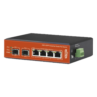 Switch Industrial PoE++ / 8 Puertos Gigabit PoE + 2 SFP Combo / PoE 802.3bt 60W / PoE Pasivo 24V / Rango -40°C a 80°C / Alcance 250 m (820 ft) WI-PS306GF-IV2 WI-TEK