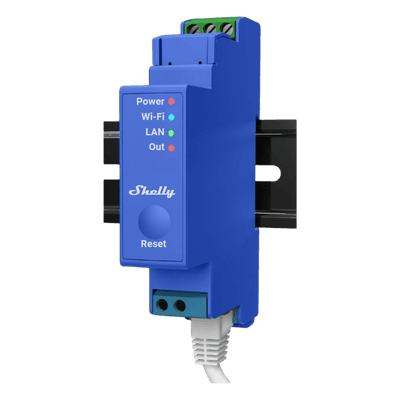 Relevador Inteligente / 1 Canal / Contacto Seco / Wi-Fi, Bluetooth y Ethernet / 16 A / Riel DIN / -20°C a +40°C SHELLYPRO1 SHELLY