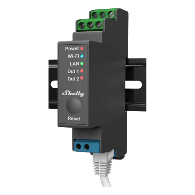Relevador Inteligente / 2 Canales / 16A por Canal / Wi-Fi, Bluetooth y Ethernet / Montaje en Riel DIN / Control Local y Remoto SHELLYPRO2 SHELLY
