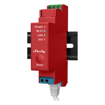 Relevador / Interruptor inteligente WiFi/Ethernet/Bluetooth / 1 canal / 16A / Medición de consumo AC / Montaje en riel DIN / 52.5 ft temperatura operación SHELLYPRO1PM SHELLY