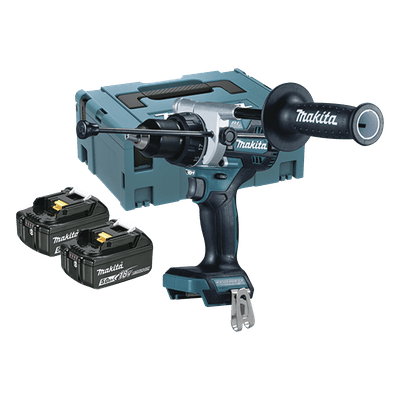 Taladro combinado / Motor sin escobillas BL / 18 V LXT / 5.0 Ah / 130 Nm / 2 velocidades / 0-550 y 0-2.100 rpm / 178 mm / 2.7 kg / 13 mm DHP-486-RTJ MAKITA