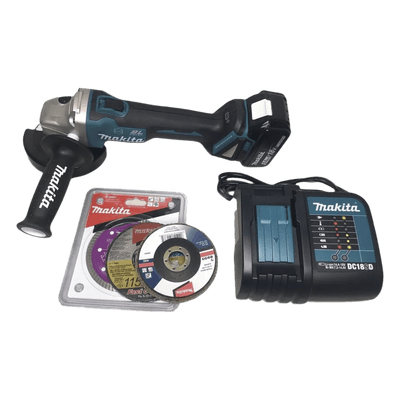 Miniesmeril angular / 115mm (4-1/2in) / 18V Li-ION 5.0 Ah / 5,800 RPM / Brushless / Freno eléctrico / Protección contragolpe DGA456STX3 MAKITA