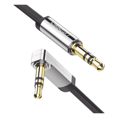 Cable Auxiliar Plano / 2 m (6.6 ft) / Conector 3.5 mm Macho-Macho / Ángulo 90° a Recto / Audio Estéreo Hi-Fi 10599 UGREEN