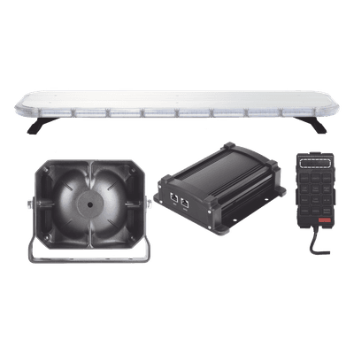 Kit de Equipamiento para Seguridad Pública / Barra LED 132 Hyperlux / Sirena 100W Mono-mando / Bocina 8 Ohms / Control de Tráfico Ámbar / 45 Patrones de Destello X75RBASKITF EPCOM INDUSTRIAL SIGNALING