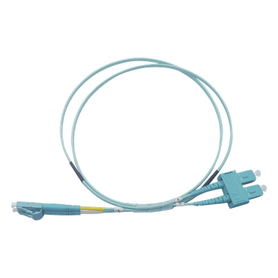 Jumper de Fibra Óptica / Multimodo OM3 50/125 / LC-SC Dúplex / OFNR Riser / 2.0 mm / 3 m (9.84 pies) / Aqua