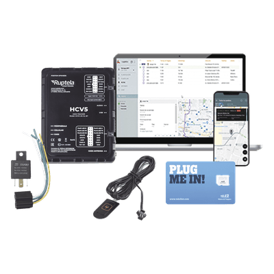 Kit Localizador 4G LTE / Anti-Jammer Ajustable / CANbus FMS-J1708-J1939 / RS232 / Bluetooth / Botón SOS / 12V Relay HCV5KIT RUPTELA