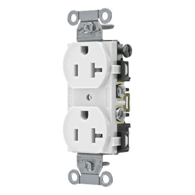 Receptáculo Dúplex / 20 A / 125 V / 2 Polos 3 Hilos / Calibre 14-10 AWG / Montaje en Pared HUB-BR-20-WHI HUBBELL