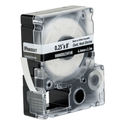Casete de Etiquetas / Tubo Termocontráctil / 6.4 mm (0.25 in) Ancho / 2.4 m (7.87 ft) Largo / Calibre 22-18 AWG / Poliolefina Blanca H000X025H1M PANDUIT