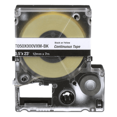 Casete de Etiquetas de Vinilo / 9 mm Ancho / 7 m (22.97 pies) Largo / Negro Sobre Amarillo / Interior-Exterior T038X000VXM-BK PANDUIT