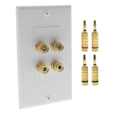 Placa de Pared para Altavoz / 2 Altavoces / 4 Postes Banana / Conectores Chapados en Oro / 75 x 115 x 15 mm / Sin Soldadura EPWP2SKIT EPCOM PROAUDIO