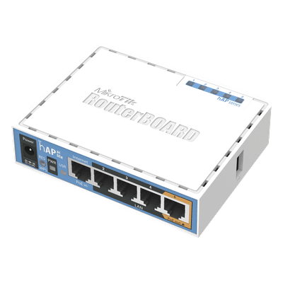 Punto de Acceso / 5 Puertos Fast Ethernet / WiFi Dual 2.4GHz 300Mbps + 5GHz 433Mbps / PoE Pasivo / USB 3G/4G / -30°C a 70°C / 4.4 x 3.5 x 1.1 pulgadas RB952UI-5AC2ND MIKROTIK