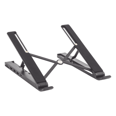 HUB (Docking Station) 5 en 1 con Soporte para Laptop | 2 USB 3.0 a 5Gbps | HDMI 4K@30Hz | Memoria Micro SD (TF) + SD | Amplia Compatibilidad de 10-15" | Ajuste de Altura | Aluminio | PC+ABS | Silicona | Color Negro. 80551 UGREEN