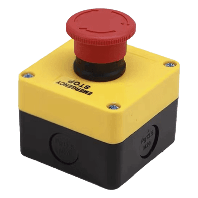 Botón de Parada Enclavado / IP40 / 24 VCC / 72 x 72 x 58 mm / Montaje Frontal / Barreras Vehiculares XBS-S-T01 ACCESSPRO