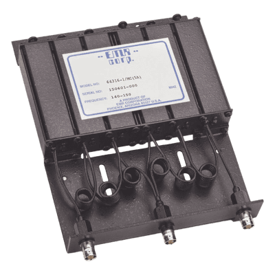 Duplexer de Rechazo de Banda / 140-150 MHz / 4.6-6 MHz Sep. Tx-Rx / 50 W / BNC Hembra / 1.2'x6'x8.5' (3.9'x19.7'x27.9' cm) 64316-1/MC(5A) EMR CORPORATION