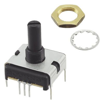 Potenciómetro Cuadrado / 22 mm / 5k Ohm / 0.75W / 1 Vuelta / 270° / Montaje Panel 75K7846 SYSCOM