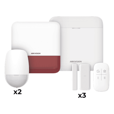Kit de Alarma Inalámbrico / 48 Zonas / 2 PIR / 3 Contactos Magnéticos / Sirena Exterior 110 dB / Wi-Fi / Batería de Respaldo 12 h DS-PWA48-KV2(R) HIKVISION