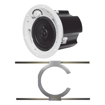 Bocina de Techo / 6.5' / 70V/100V o 8 Ohms / 60W / 88 dB / Rejilla Fantasma Sin Marco / Soporte Acero para Techos Suspendidos