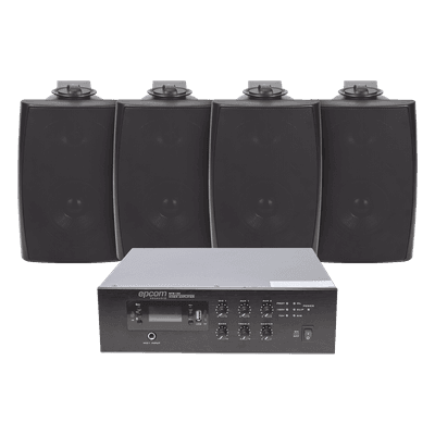 Kit Amplificador / 120W RMS / 70/100V / 4 Altavoces Pared / Bluetooth MP3 / Taps 2.5W-20W SFB120/4WS EPCOM PROAUDIO