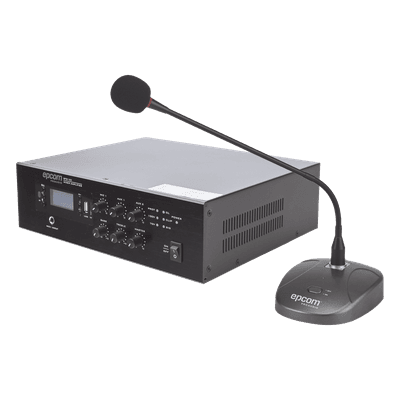 Kit Amplificador 70/100V / 120W RMS / Bluetooth MP3 USB Tuner / Micrófono de Escritorio / 2 Tonos de Timbre SFB120/MIC EPCOM PROAUDIO