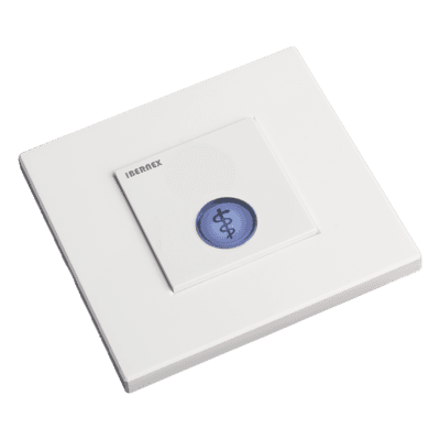 Pulsador de Alarma Médica Iluminado / Contacto NA / IP65 / 12VDC / 44x44x46 mm / 1.73x1.73x1.81 in NX0195/B IBERNEX