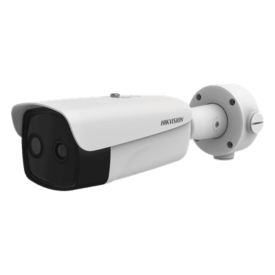 Bala IP Térmica 384 X 288 / Lente 25 mm / Termométrica / Detección de Temperatura / Detección de Fuego / Exterior IP66 / MicroSD DS-2TD2637-25/QY HIKVISION