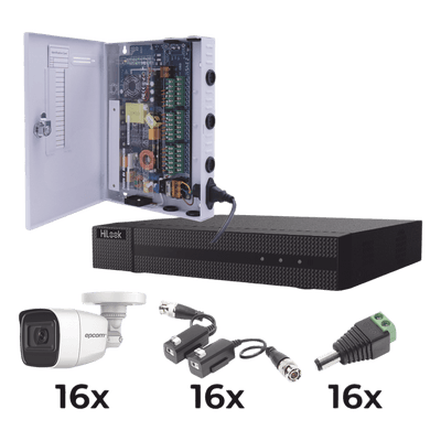 Kit de Videovigilancia TurboHD / DVR 16 Canales / 16 Cámaras Bala 1080p / Audio por Coaxitron / IR 25 m (82 ft) / Fuente de Poder 20A KESTX8T16BGP/A EPCOM PROFESSIONAL