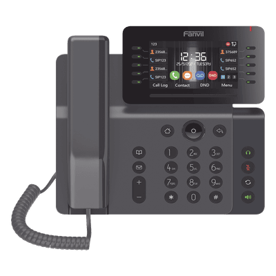 Teléfono IP Empresarial / 20 Líneas SIP / Pantalla 4.3" Ajustable / Wi-Fi 2.4/5 GHz / Bluetooth 5.0 / Puertos Gigabit / PoE V65 FANVIL