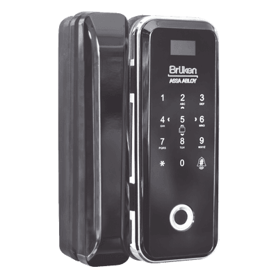 Cerrojo Electrónico / Lector de Huella / Tarjeta y Teclado / 99 Usuarios / Puerta Vidrio 12 mm / Batería AA BRK3550 BRUKEN ASSA ABLOY