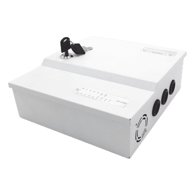 Fuente de poder profesional de 12 Vcc @ 16 A / para 16 cámaras / Con capacidad de batería de respaldo / Requiere batería / Voltaje de entrada de 96-264 Vca PLK12DC16ABK EPCOM POWERLINE
