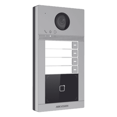 Videoportero IP / 2 Megapixel / PoE / IP65 + IK08 / 4 Departamentos / Apertura con Tarjeta / 2 Puertas / 6 Monitores / 129° / IR 3m DS-KV8413-WME1(C) HIKVISION