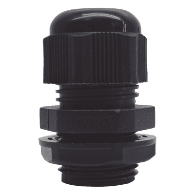Glándula de Plástico / Rosca NPT 1/2" / Rango de Cable 6-11 mm / Color Negro / Diseño Compacto TXG-PG-12NBK TXPRO