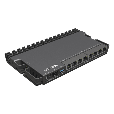 Router / 8 Puertos PoE In/Out / 2.5GbE / 10G SFP+ / 1U Rack / 130W PoE Total RB5009UPR+S+IN MIKROTIK