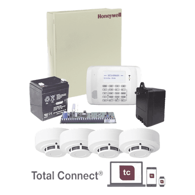 Kit panel de alarma VISTA-48LA / Gabinete, transformador y batería / 4 detectores de humo / 48 zonas / 40 inalámbricas 5800 / Total Connect VISTA48LA-SMK HONEYWELL HOME RESIDEO