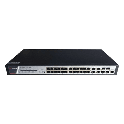 Switch Administrable PoE+ / 24 Puertos Gigabit PoE+ / 4 Puertos Gigabit / 4 Puertos SFP Uplink / 370W / 22.8 Gbps / PoE Extendido 200 m (656 ft)