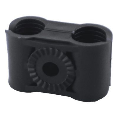 Sujetador Plástico para Cable Coaxial / 1/2 in / Doble Canal / Varilla 3/8' o M10 / Paquete 10 Piezas
