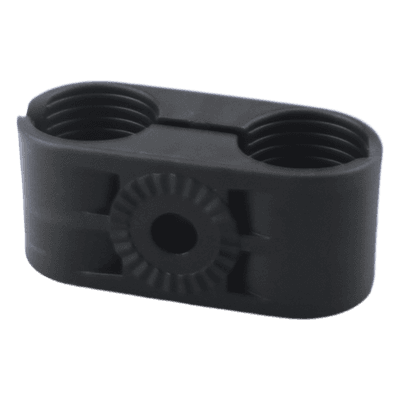 Sujetador Plástico para Cable Coaxial / Doble Fijación / 5/8" / Varilla Roscada 3/8" o M10 / ISO 9001:2015 y RoHS